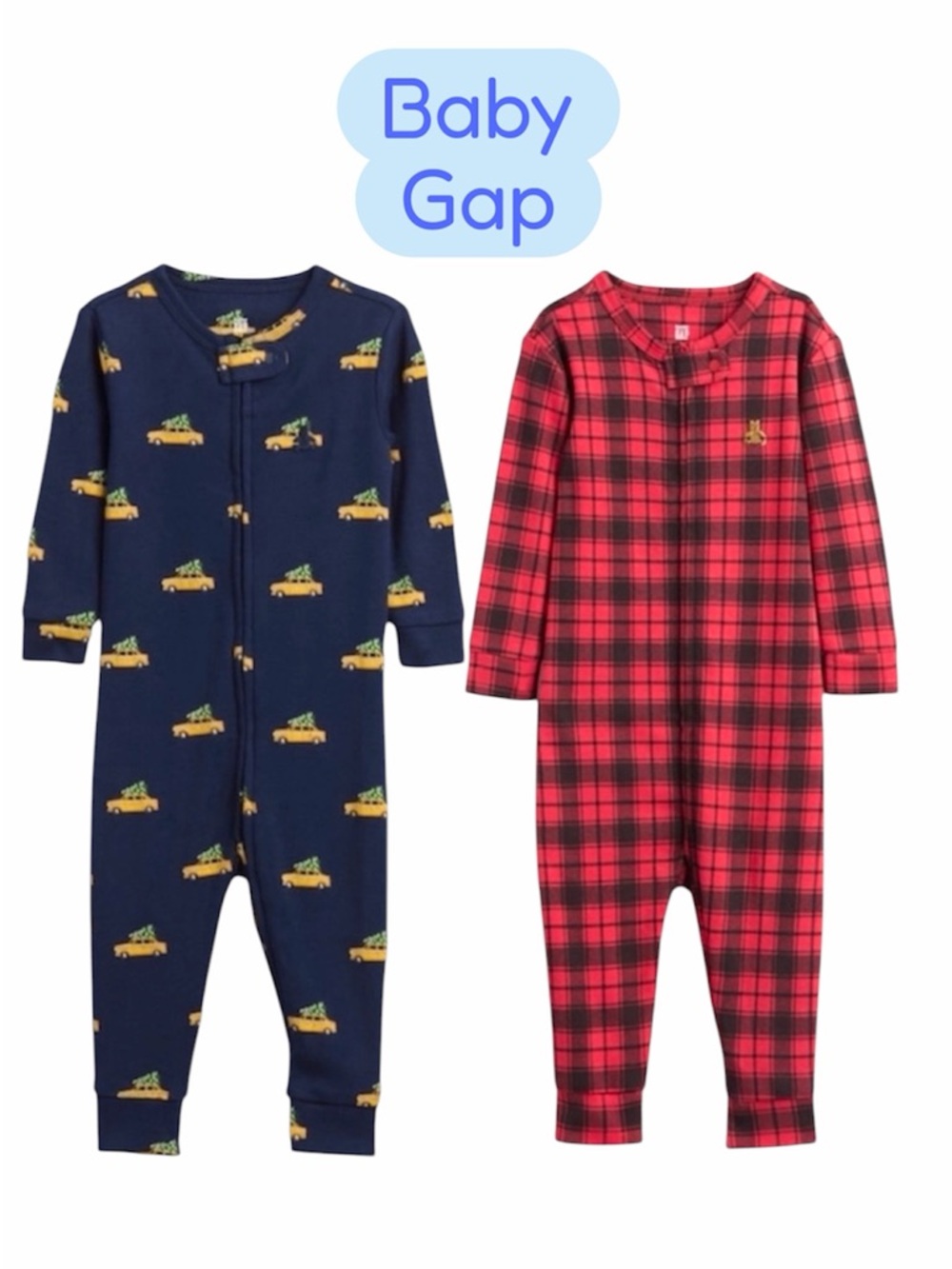 BABY GAP Plaid Pajamas & Taxi Cab pj’s 18-24 month NEW 2 One piece pajama sets